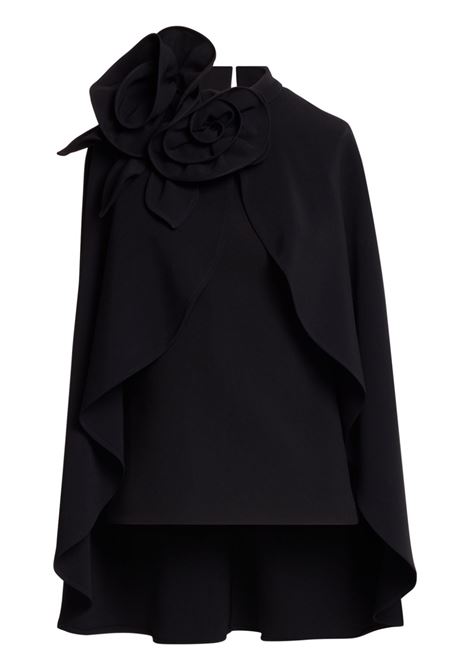 Blusa con mantella e fiori 3D in nero Elie Saab - donna ELIE SAAB | TO126NF24CD003BK001